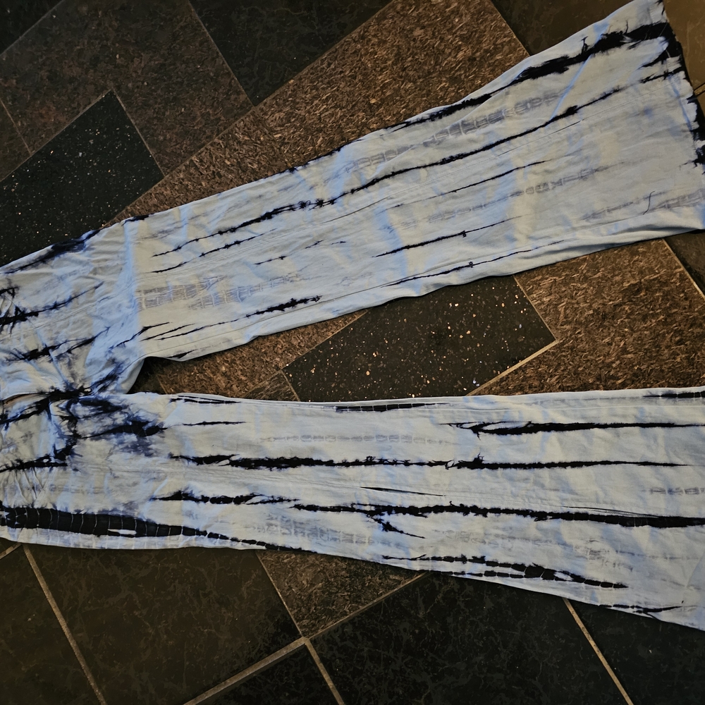 Sky Blue Tie-Dye Flare Jeans